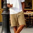 thumbnail image 6 of Men‘s Corduroy Shorts Casual Elastic Waistband Regular Fit Shorts Solid Color Lightweight Shorts with Pockets, L, 6 of 9