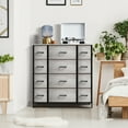 thumbnail image 2 of Sorbus Dresser with 12 Faux Wood Drawers - Storage Unit Organizer Chest for Clothes - Bedroom, Hallway, Living Room, Closet, & Dorm Furniture - Steel Frame, Wood Top, & Easy Pull Fabric Bins, 2 of 7