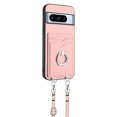thumbnail image 6 of for Google Pixel 8 Pro PU Leather Phone Case Cover, Classic Shoulder Strap Card Slots Shockproof Protective Ring Bracket Anti-scratch Ultra Slim Back Case for Google Pixel 8 Pro - Rosegold, 6 of 8
