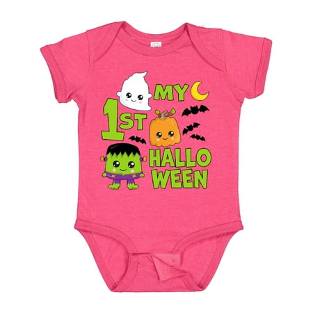 

Inktastic My 1st Halloween with Ghost Monster and Pumpkin Gift Baby Boy or Baby Girl Bodysuit