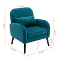 thumbnail image 7 of Upholstered Accent Chair with Cushion, Comfy Living Room Chair with Black Solid Wood Legs, Modern Arm Chair Reading Chair Leisure Chair Club Chair for Bedroom, Balcony and Office, Teal, 7 of 7
