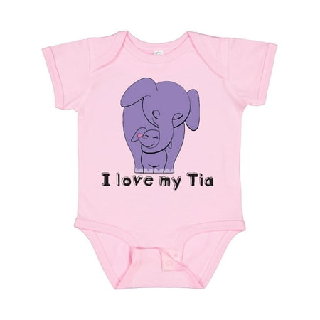

Inktastic I Love My Tia Elephant Purple Gift Baby Boy or Baby Girl Bodysuit