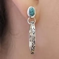 thumbnail image 6 of 1 Pair Women Bohemian Earrings Faux Turquoise Vintage Style Jewelry Faux Agate Engraved Round Shape Hoop Earrings Prom Travel Dangle Earrings, 6 of 8
