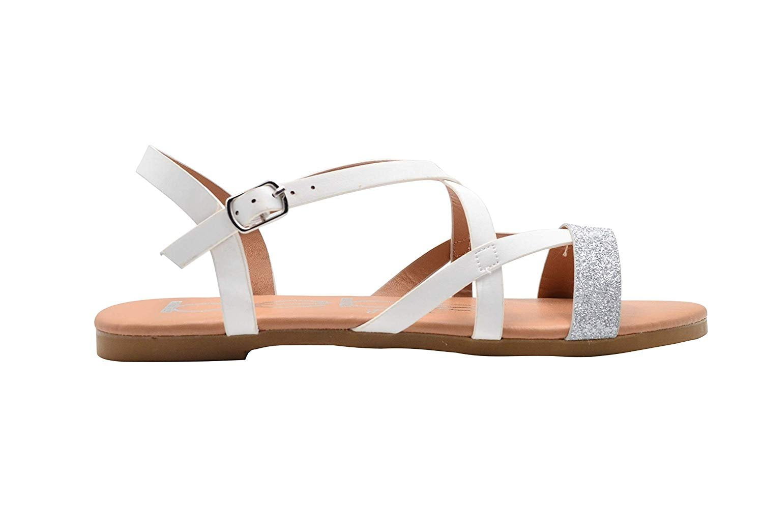 Bebe Bebe Girls Fashion Sandals 2 M Us Little Kid Caged Summer Flats With Glitter Front Strap Blush Walmart Com Walmart Com