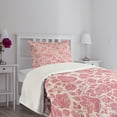 thumbnail image 3 of Ambesonne Coral Quilted Bedspread Set 2 Pcs, Vintage Roses Feminine, Twin Size, Dark Coral Coconut, 3 of 5