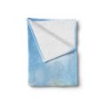 thumbnail image 2 of Yellow and Blue Soft Flannel Fleece Throw Blanket, Gradient Toned Autumn Season Frame in Pastel with Hazy Effects, Cozy Plush for Indoor and Outdoor Use, 60" x 80", Marigold Pale Blue, by Ambesonne, 2 of 6