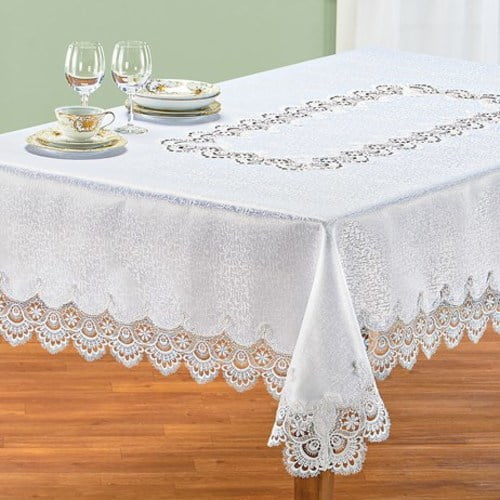 Exquisite AllOver White Lace TableclothRectangle