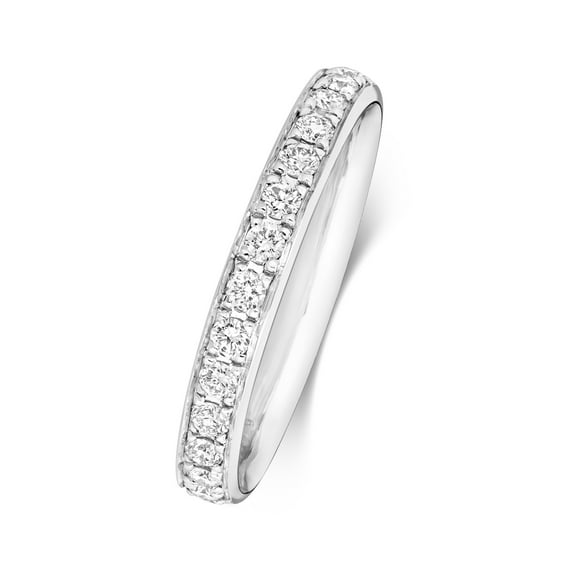 Platinum 950 2.7mm Slight Court Comfort Women Half Eternity Diamond Wedding Band/Ring Brilliant Cut 0.30 Carat G - SI1