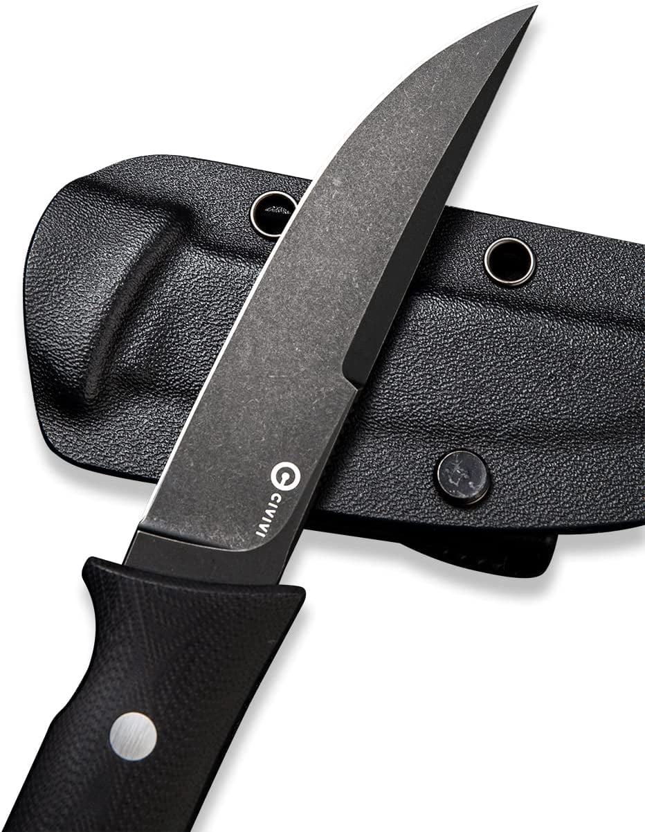 CIVIVI 4.07" Drop-Point D2 Blade Fixed Blade Tactical Knife, with Black Lanyard C19046-3