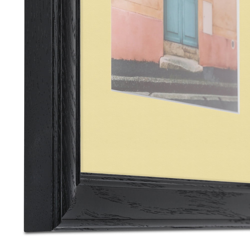 ArtToFrames 22x28 Matted Picture Frame with 18x24 Single Mat Photo Opening Framed in 1.25 Black Stain on Solid Red Oak and 2 Buttercup Mat (FWM-4083-22x28)