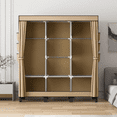 thumbnail image 4 of Clothes Storage Box, Simple Wardrobe for Hanging Clothes, Multiple Shelves and 3 booms,18 Side Pockets 51" W*17.7" D*67.7" H(Cream Colour), 4 of 6