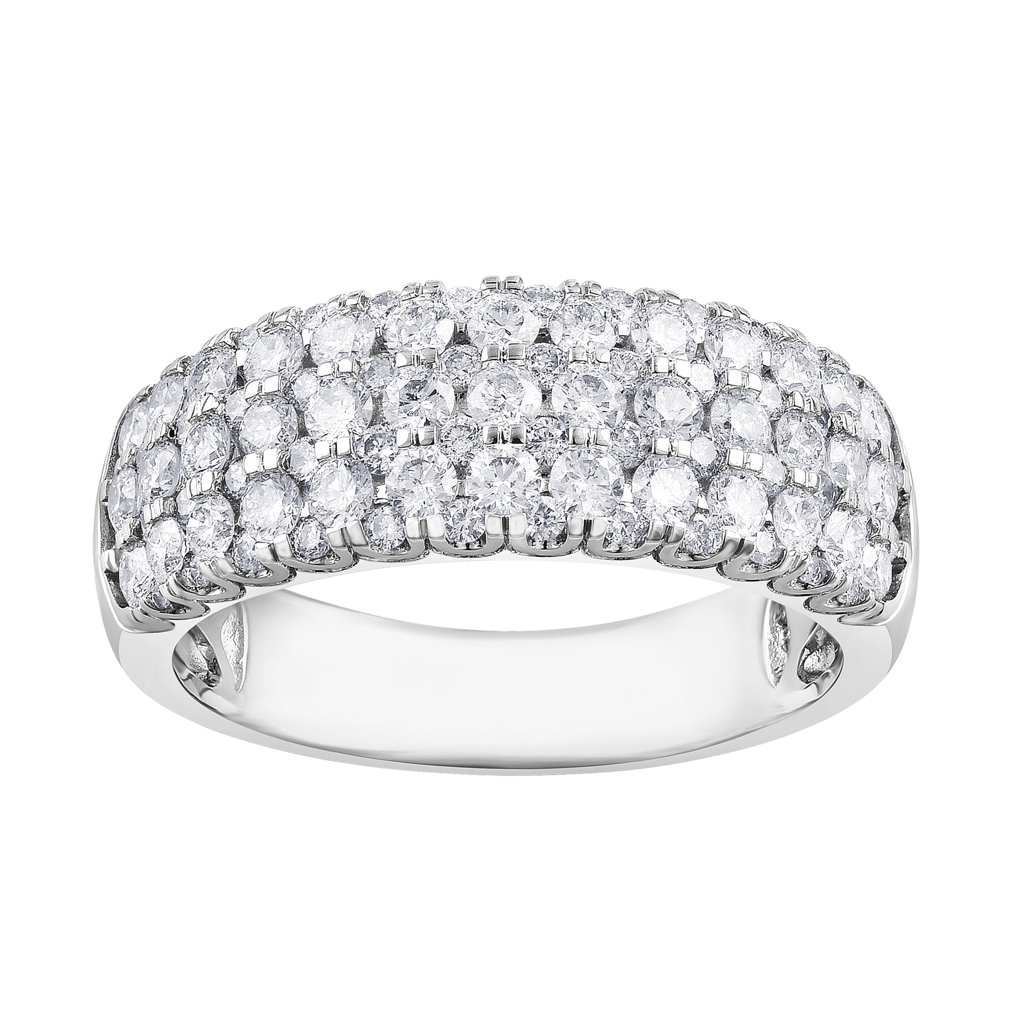 Unique Moments 1 Ct Round Lab Grown Diamond Cluster Engagement Ring in Sterling Silver (H-I, SI-I1)
