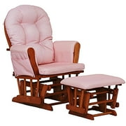 Stork Craft Custom Hoop Glider & Ottoman-Color:Pink Gingham Cushions,Finish:Oak Finish