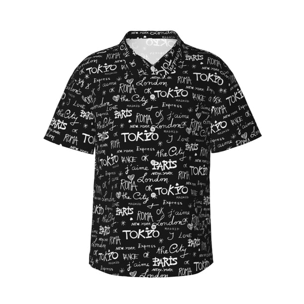 Balery Travel The World Camisas hawaianas de manga corta para hombre, camisas playeras de corte holgado, camisas de vacaciones con botones,Medium