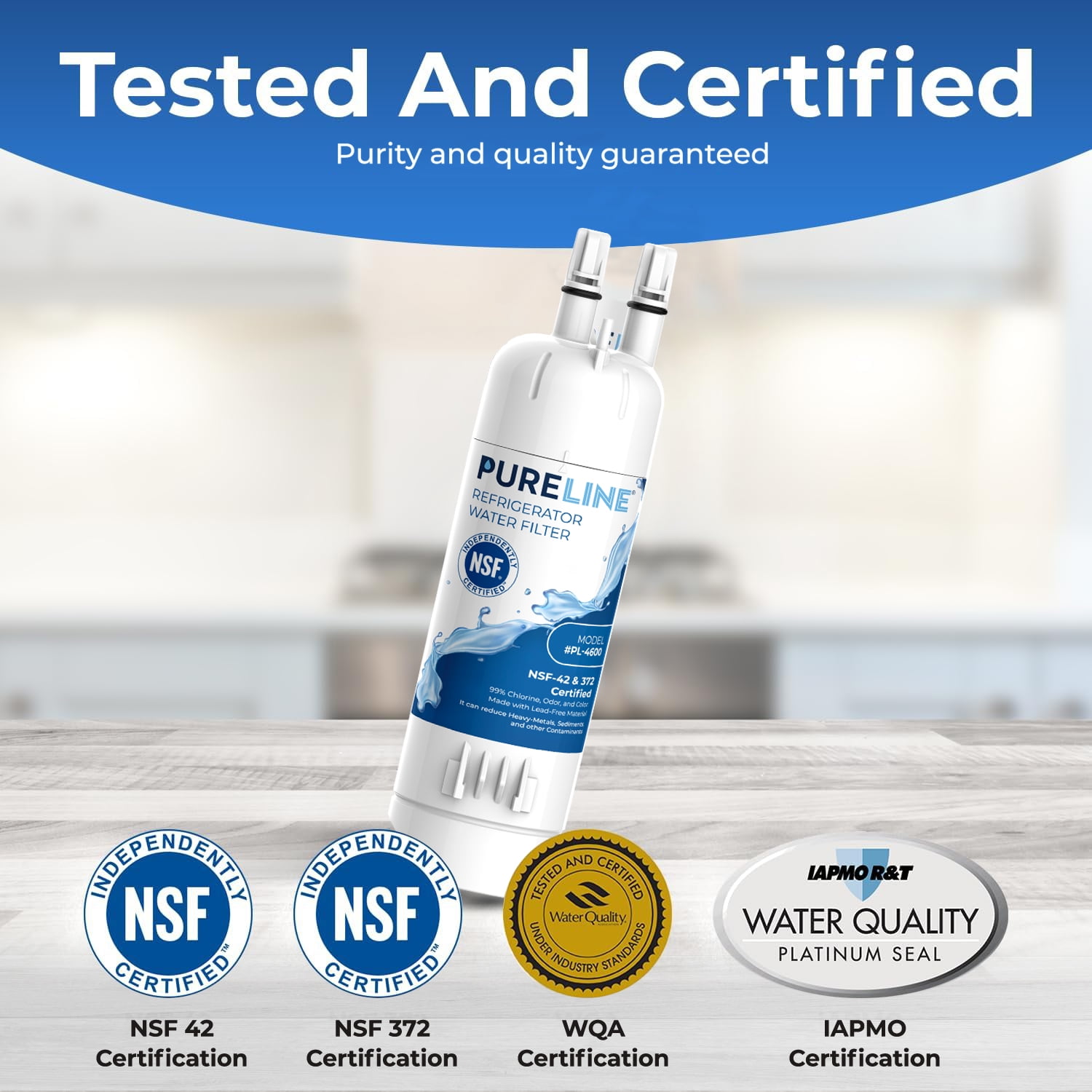 Pureline Whirlpool® EDR1RXD1 Replacement for Everydrop Filter 1, W10295370A, P8RFWB2L, P4RFWB, Kenmore® 46-9081 Refrigerator Water Filter (3 Pack)