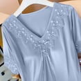thumbnail image 7 of ZyeKqe Nightgown with Bulit in Bras for Women Lace V Neck Short Sleeve Tie Front Casual Comfy Loungewear Mini Dress, 7 of 7