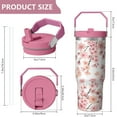 thumbnail image 4 of 30 Oz Tumbler Pale Pink Flowers Tumbler with Lid and Straw, Birthday Gift Cup for Friend Women Men Coffee Travel Mug Thanksgiving Day Halloween Christmas Gift Water Bottle, 4 of 7