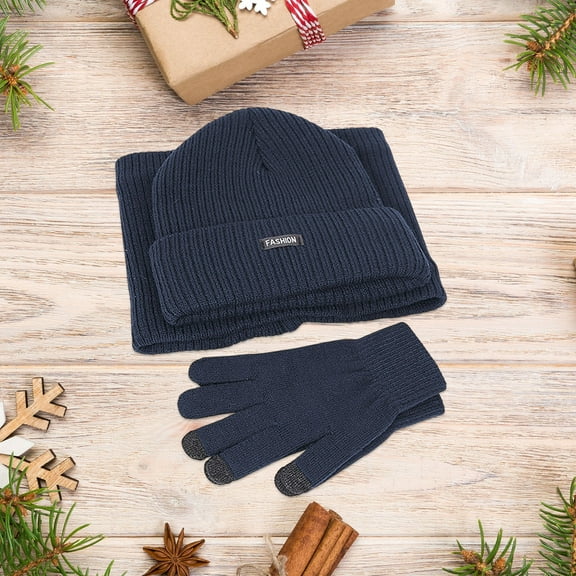 PRETXORVE Women's Winter Beret Hat Scarf Gloves Set 3 Piece Set Hat Long Neck Scarf Touch Screen Gloves Christmas Gift