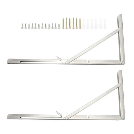 

2pcs Stainless Steel Collapsible Brackets Folding Shelf Brackets Support Racks