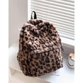 thumbnail image 5 of SPEKSEE Fluffy Casual Leopard Pattern Zip Backpack, Leopard Pattern Plush Backpack, Casual Zipper Backpack for Women & Men, Fashionable Backpack for Daily Use, 5 of 9