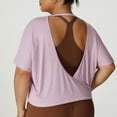 thumbnail image 5 of WXLWZYWL Plus Size Crop Tops for Women Short Sleeve Shirts Round Neck T Shirts Solid Color Lightwieght Tees, 5 of 6