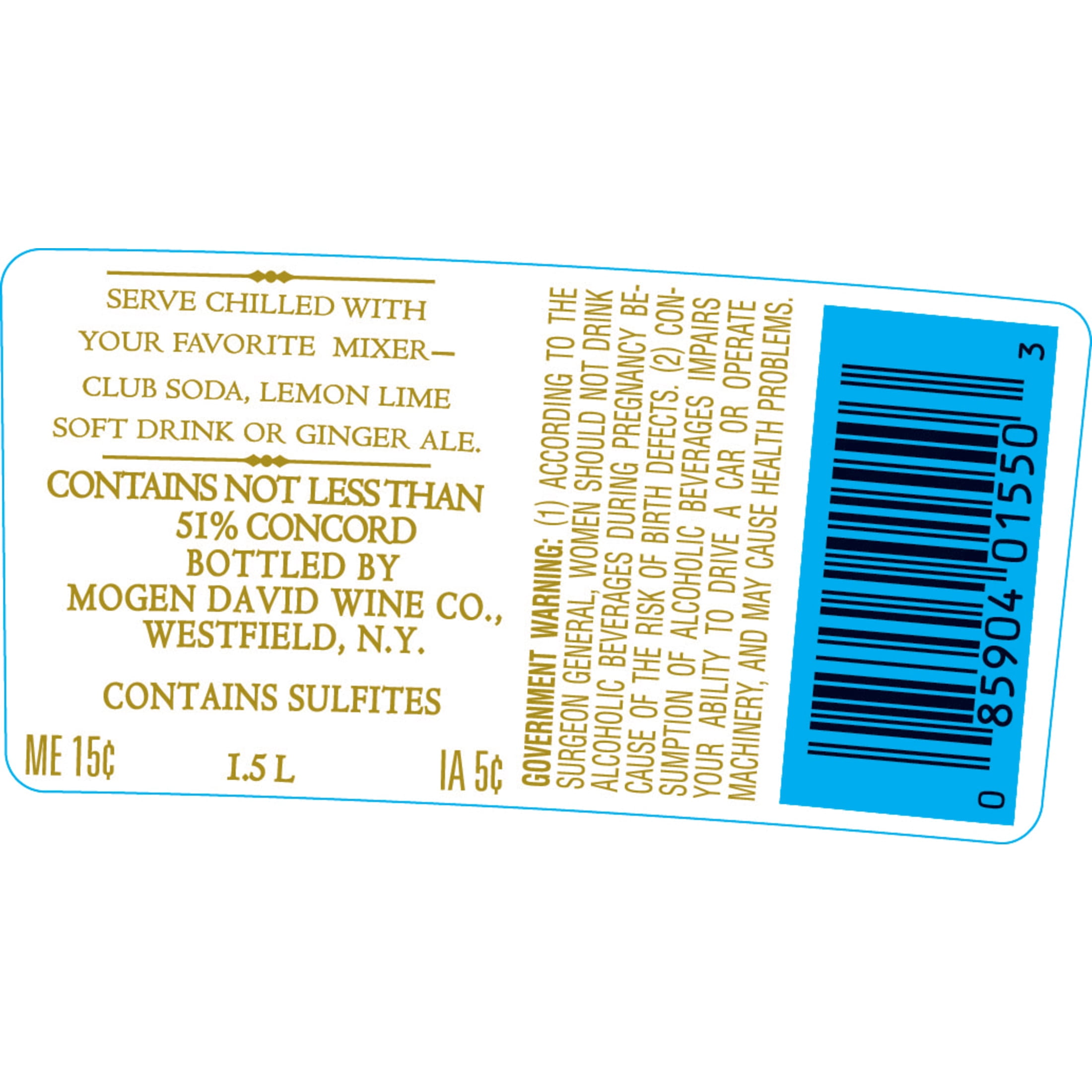 Mogen David Concord, Red Wine, 1.5L