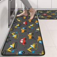 thumbnail image 2 of Kitchen Rugs Sets Of 2,Cartoon Construction Vehicles Dump Trucks Anti Fatigue Kitchen Mat Rugs Non Slip Washable,Decorative Kitchen Floor Mats for Kitchen,Sink,Laundry,17"x47"+17"x47", 2 of 5
