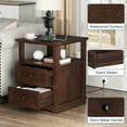 thumbnail image 6 of FAGAGA Set of 2 End Table with Charging Station for Living Room,Wooden Nightstand for Bedroom,Cherry, 6 of 10