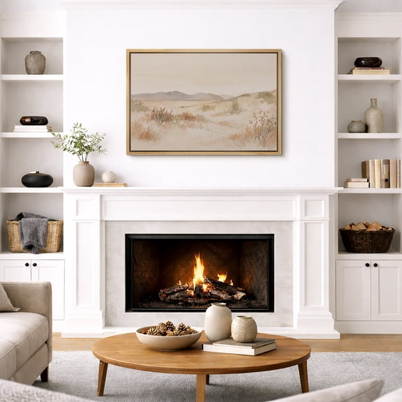 Framed Canvas Print Abstract Landscape Wall Art Neutral Modern Decorative for Living Room Bedroom - 16"x24" NATURAL
