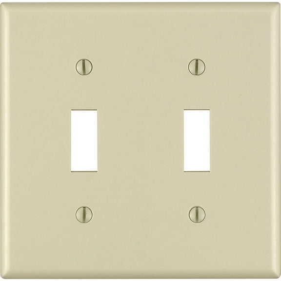 Leviton 2-Gang Plastic Toggle Switch Wall Plate, Ivory