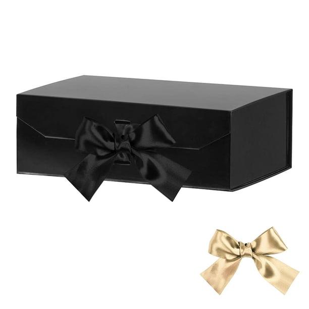 Caja de regalo negra GoooodGift de 25 x 19 x 9 cm con cierre de cinta