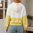 thumbnail image 3 of HCYSFG Womens Color Block Cardigan Hooded Button Front Long Sleeve Cropped Fit Textured Knit Sweater Casual Everyday Layering Tops, 3 of 4