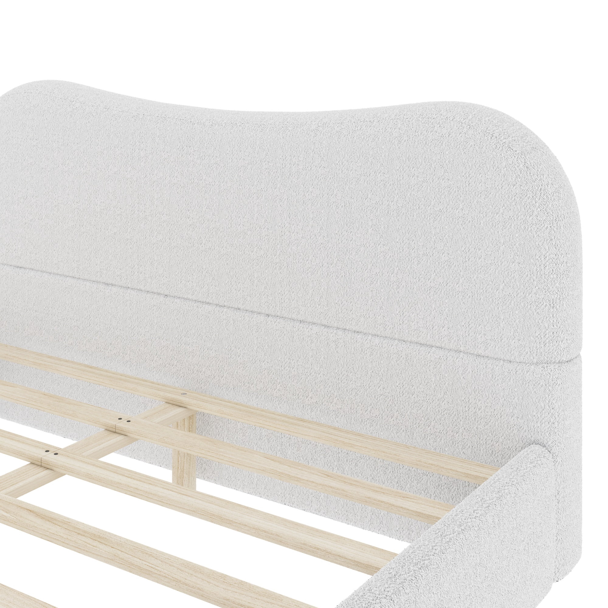 Euroco Upholstery Queen Size Platform Bed, White