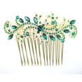 thumbnail image 3 of Faship Gorgeous Green Crystal Floral Hair Comb, 3 of 6