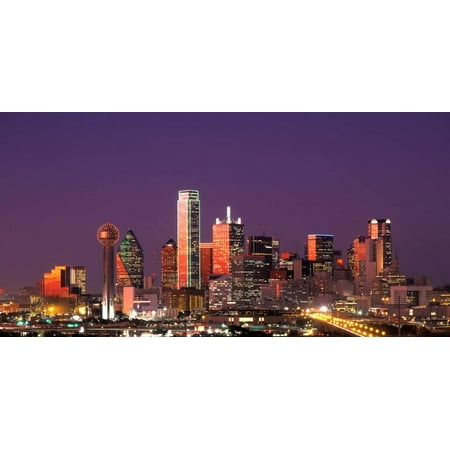 Skyline illuminated at night, Dallas, Texas, USA Print Wall