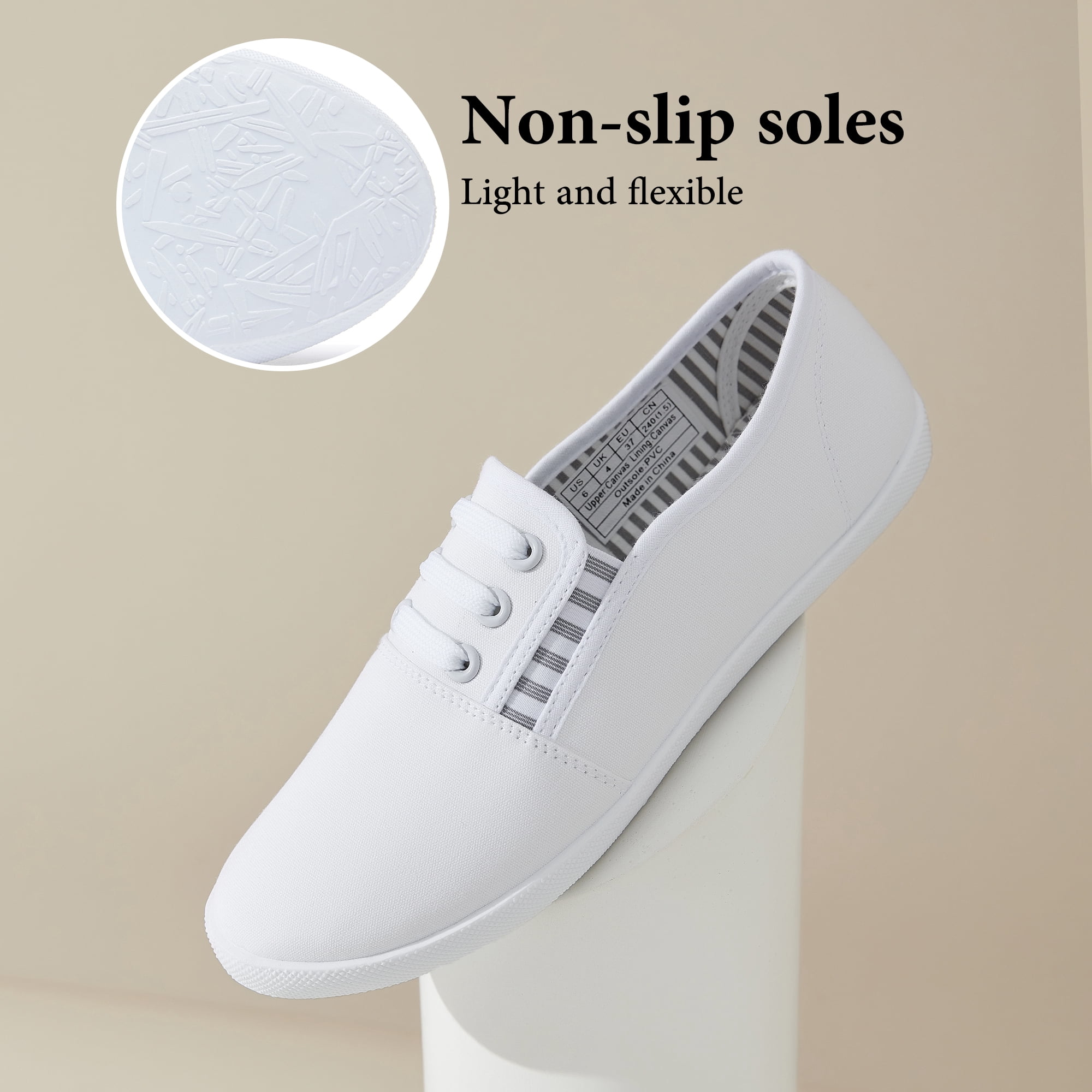 Women’s Slip on Canvas Shoes Sneakers Fashion Elastic Sneakers（White US8）
