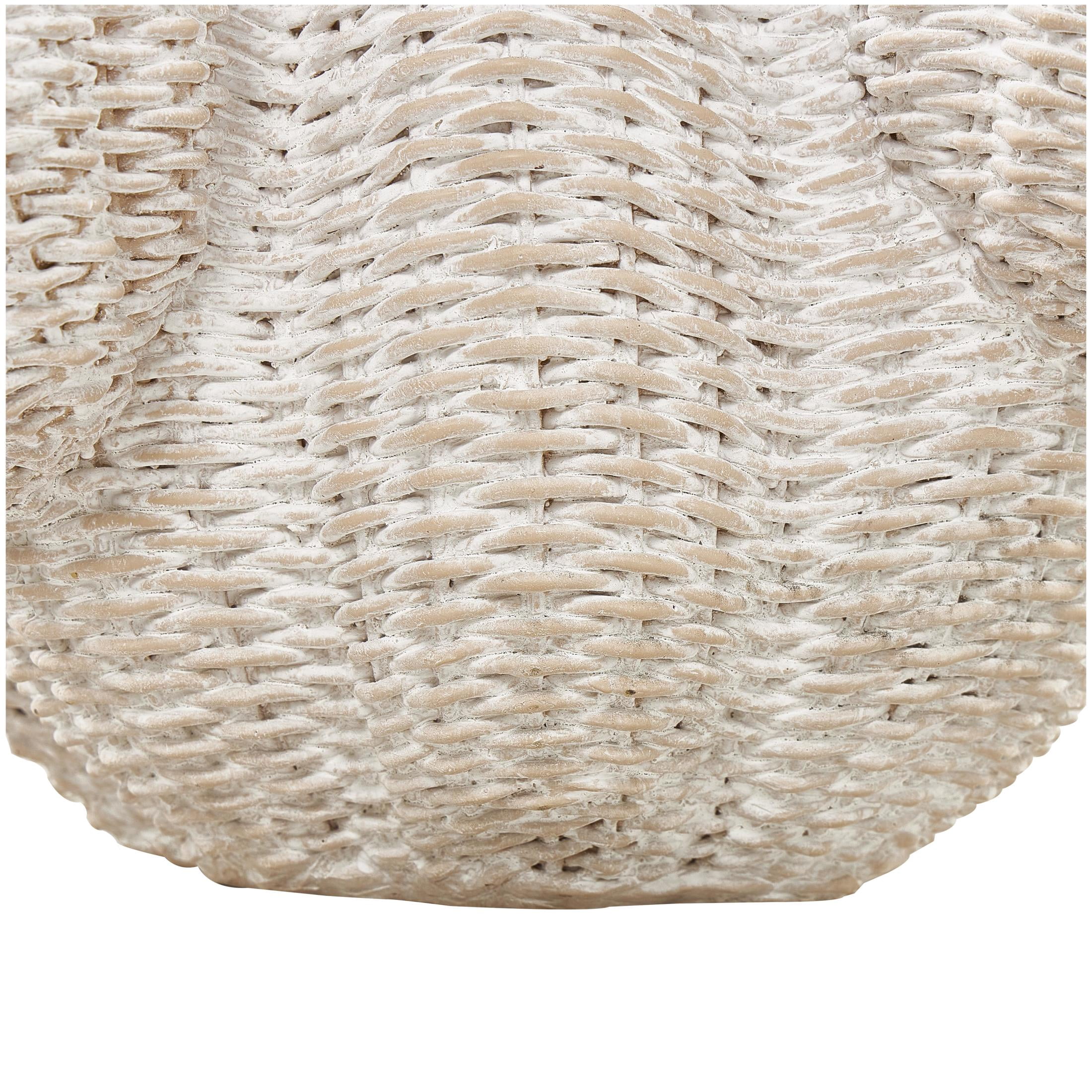 DecMode 22" x 12" Wide Textured Cream Resin Cactus Planter