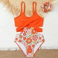 thumbnail image 4 of TOOYOU Girls One-Piece Swimsuit Bikini Floral Bathing Suit Swimwear Sweet Girl Swimsuits For Swimming Lessons Size 7-8 Years Orange, 4 of 7