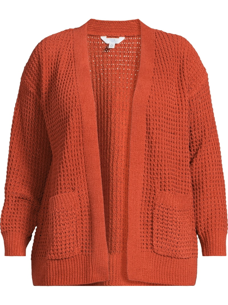 Time and Tru Women's Chenille Cardigan Sweater, Midweight, Sizes