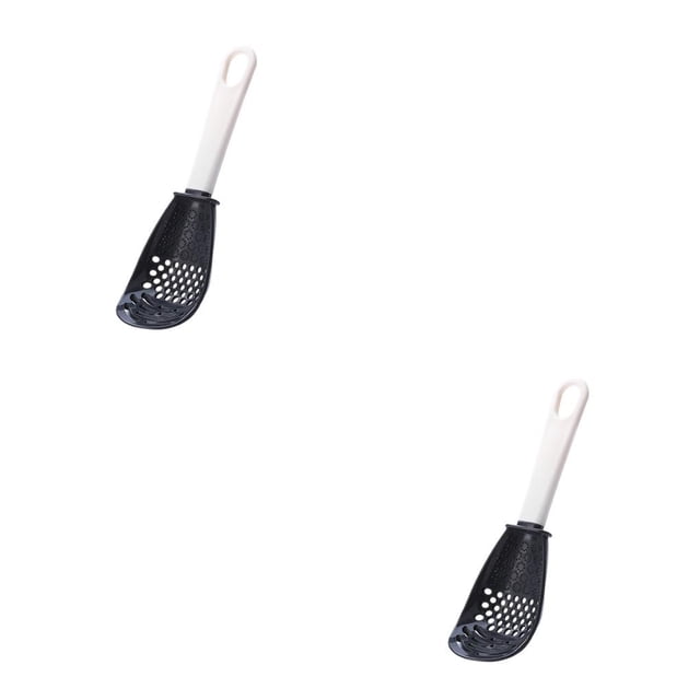 Advancent Cuchara de cocina de mano, colador de mango largo, rallador de cuchara, antiadherente, resistente al calor, accesorios de cocina para restaurante Negro 2piezas Advancent CBP163572