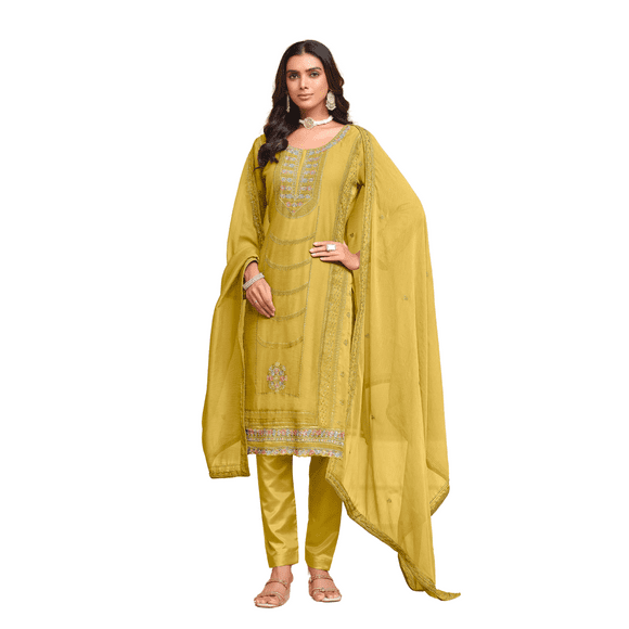 Custom Made Kurtis Indian Pakistani Women Yellow Suit Kurta Pants Set Dress Salwar Kameez