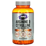 Angle View: NOW ARGININE 500mg CITRULLINE 250mg 240 VCAPS, Pack of 2