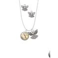 thumbnail image 2 of Delight Jewelry Silvertone Domed Music - Flute Silver tone Guardian Angel Charm Necklace and Stud Earrings, 2 of 4