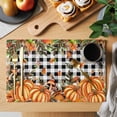 thumbnail image 2 of Thanksgiving Orange Pumpkin Placemats Set of 1, Fall Mushroom Leaf Non-Slip Place Mats Washable Table Mats for Kitchen Dining Table Decorations Indoor/Outdoor, 2 of 9