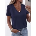 thumbnail image 2 of FreshPretty V Neck T Shirts for Women Summer Tops Spring Short Sleeve Dressy Casual Blouses Basic Tees Fashion Clothing, 2 of 7