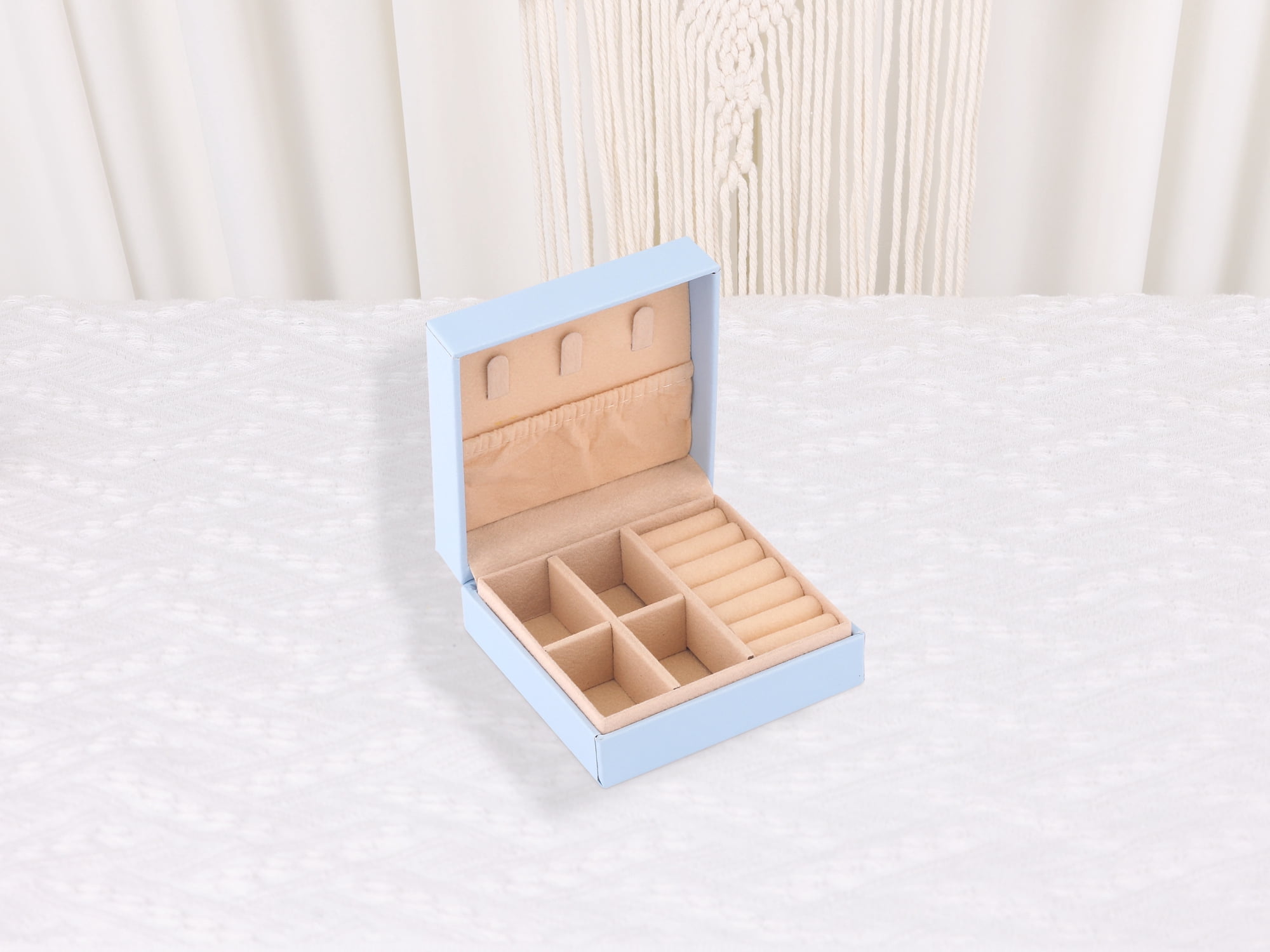 Unique Bargains Portable PU Leather Jewelry Box Organizer for Women Birthday Gifts Blue