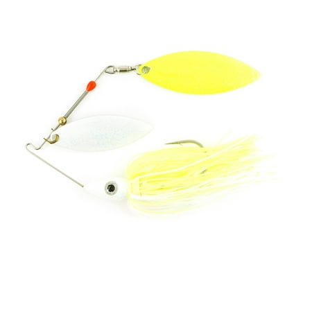 Nichols Lures Pulsator Metal Flake Double Willow Spinnerbait White/Chartreuse 3/8-Ounce