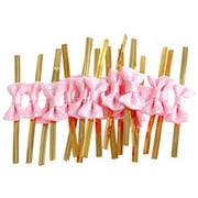Funcoo 100 pcs Lovely Cute Bow Twist Tie for Bakery Candy Lollipop Cello Bag (Pink)