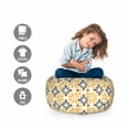 thumbnail image 2 of Mosaic Storage Toy Bag Chair, Traditional Moroccan Portugal Pottery Tile Effect Geometric Floral Motifs, Stuffed Animal Organizer Washable Bag, Small Size, White Apricot Black, by Ambesonne, 2 of 3