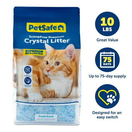 PetSafe ScoopFree Premium Fresh Crystal Cat Litter, 10 lb Bag, Odor Control Lasts Up to 2.5 Months